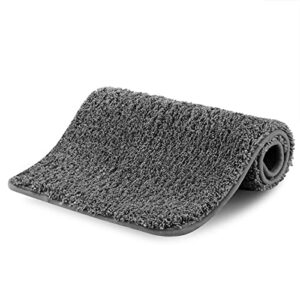 egyphy bathroom rugs shaggy bath mat, soft and absorbent carpet, non-slip mats can be used for shower, bathtub, kitchen, machine washable rug pad, plush microfiber bath rugs 17x24 inches gray