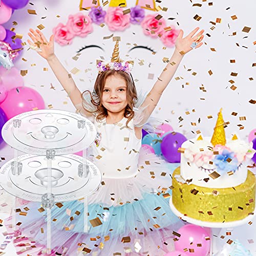 68 Pieces Cake Tier Stacking Kit 12 Pieces Cake Separator Plates for 4, 5, 6, 8 Inch Cakes with 20 Pieces White Plastic Cake Sticks Support Rods, 36 Pieces Clear Cake Stacking Dowels for Tiered Cakes