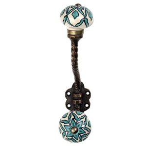 IndianShelf 1 Pack Hook | Coat Hanger Hooks | Sea Green Cream Hat Hooks for Wall | Ceramic Hook for Hanging | Flower Hooks for Keys [15.24 Cm]