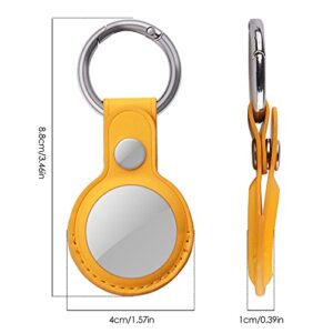 Tomorotec 2-Pack Anti-Lost PU Leather Protective Case for AirTag, Safety Protector Case Cover with Keychain Ring for Apple AirTag Tracking Locator Tracker Finder (Yellow)