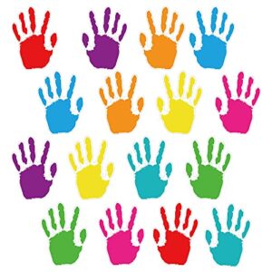 48 pieces colorful handprint cut-outs, hand creative cutouts handprint accents paper cutouts name tags bulletin board classroom decoration for teacher student back to school party, 5.5 x 3.9 inch