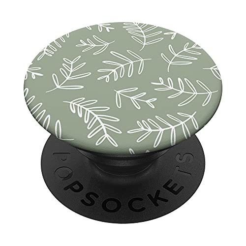 Olive Green Floral Pattern PopSockets Swappable PopGrip