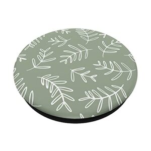 Olive Green Floral Pattern PopSockets Swappable PopGrip