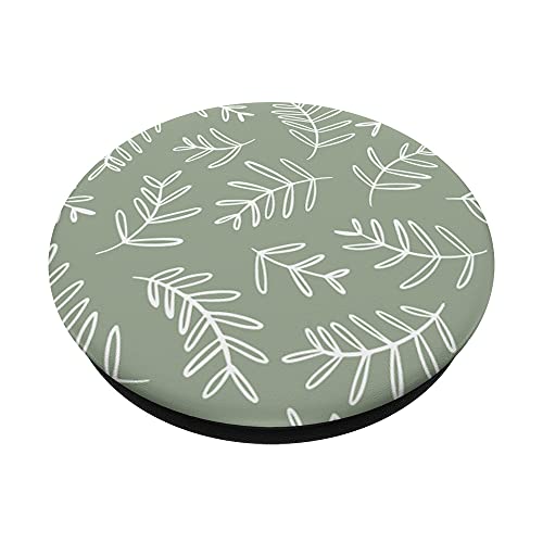 Olive Green Floral Pattern PopSockets Swappable PopGrip
