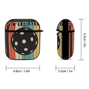 Pickleball Retro Airpods Case Cover for Apple AirPods 2&1 Cute Airpod Case for Boys Girls PC Hard Protective Skin Airpods Accessories with Keychain