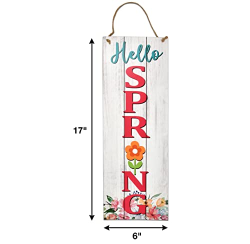 Spring Easter Welcome Sign Set of 2 for Front Door Wall Signs Hanging Wood Double Sided Spring and Happy Easter Farmhouse Indoor Outdoor Rustic Decoration Porch & Yard Party Supplies Decor 17"x 6"