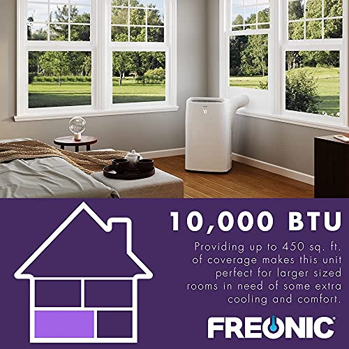 Freonic 10,000 BTU Portable Air Conditioner | LED Display | 24H Timer | Auto-Restart | Sleep Mode | Dehumidifier | AC for Rooms up to 450 Sq. Ft | FHCP101AKR