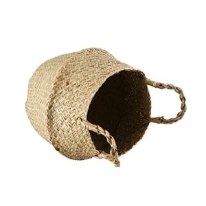 uxzdx wicker woven basket rattan foldable hanging flower pot, woven dirty clothes basket, storage basket, home decoration