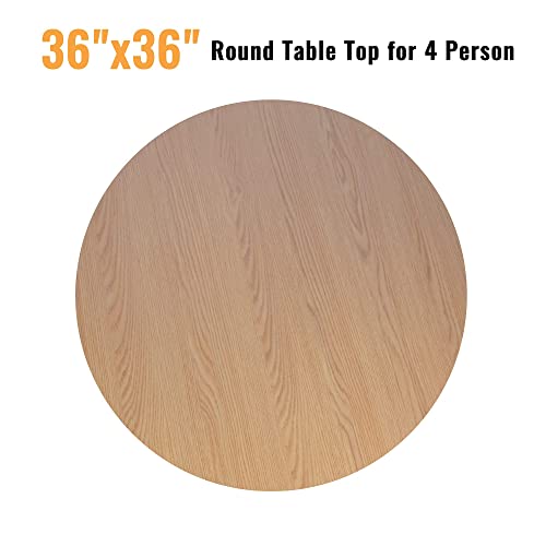 36" Round Dining Table, Modern Kitchen Table for 2-4 Persons, 1.5" Thickness Tabletop w/Solid Metal Legs, Coffee Table for Cafe/Bar Kitchen Dining Office, Easy-Assembly