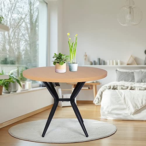 36" Round Dining Table, Modern Kitchen Table for 2-4 Persons, 1.5" Thickness Tabletop w/Solid Metal Legs, Coffee Table for Cafe/Bar Kitchen Dining Office, Easy-Assembly