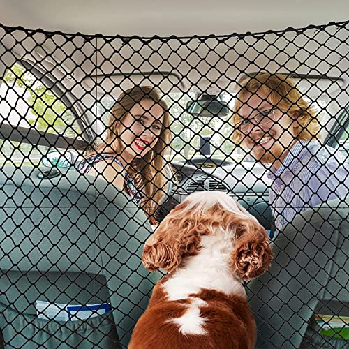 Q-DDOIT Dog Car Barrier 47" Wide Ideal for Trucks/SUVs/Full Sized Sedans Pet Restraint Car Backseat Divider Vehicle Gate Cargo Area Travel Trunk Mesh Net Screen Barricade