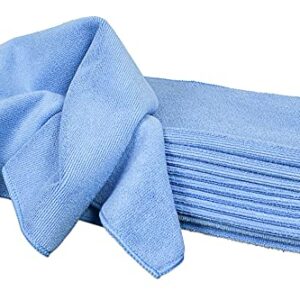 Detailer's Preference Premium Cleaning Microfiber Towels, 350 GSM, 16 x 16 Inches, Blue, 12-Pack
