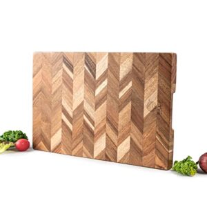 bill.f wooden chopping board, 14x9 inch acacia wood cutting board for kitchen chopping butcher block cutting board with end grain