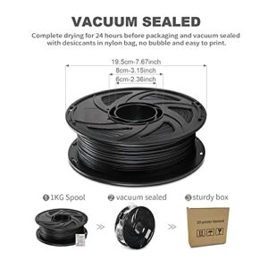 JAREES Petg Filament 1.75，Black Matte Petg 3D Printing Filament 1.75mm Dimensional Accuracy +/- 0.02 mm, 1 Kg Spool(2.2lbs)