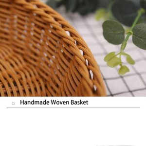 YOUEON Imitation Rattan Bread Basket with Acrylic Dome Cover, 12 Inch Round Woven Fruit Basket Handmade Poly Food Serving Basket for Bread, Snacks, Vegetable, Food