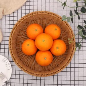 YOUEON Imitation Rattan Bread Basket with Acrylic Dome Cover, 12 Inch Round Woven Fruit Basket Handmade Poly Food Serving Basket for Bread, Snacks, Vegetable, Food