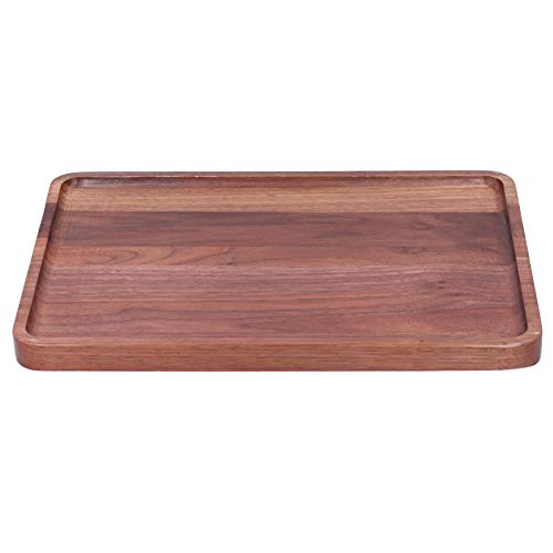 Coffee Serving Tray, Wooden Dessert Plate, Walnut Wood, Rectangular Fruit Platefor Serving Cakes, Snacks, Candies and Bread(34 * 23 * 2)