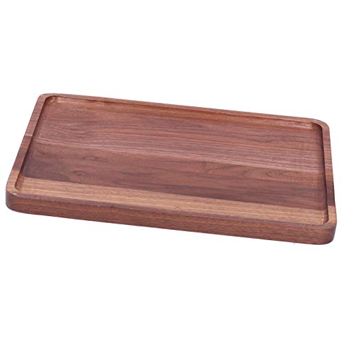 Coffee Serving Tray, Wooden Dessert Plate, Walnut Wood, Rectangular Fruit Platefor Serving Cakes, Snacks, Candies and Bread(34 * 23 * 2)