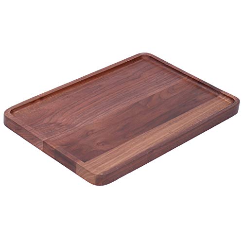 Coffee Serving Tray, Wooden Dessert Plate, Walnut Wood, Rectangular Fruit Platefor Serving Cakes, Snacks, Candies and Bread(34 * 23 * 2)