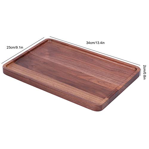 Coffee Serving Tray, Wooden Dessert Plate, Walnut Wood, Rectangular Fruit Platefor Serving Cakes, Snacks, Candies and Bread(34 * 23 * 2)