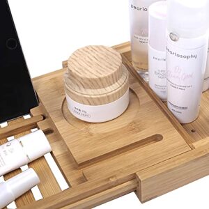 Bozhu Bathtub Tray, Adjustable Bathtub Tray, Expandable Bathtub Caddie, Table, Wine Glass Bracket and Towel Rack, Bamboo(Bozhu01)