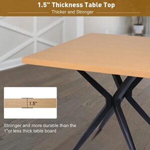 LUCKYERMORE Small Square Dining Room Table for 2-4,Wood Kitchen Table 1.5" Thickness;W/Solid Metal Legs Leisure Coffee Table for Living Room Cafe Bar Balcony Home, Easy-Assembly