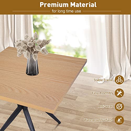 LUCKYERMORE Small Square Dining Room Table for 2-4,Wood Kitchen Table 1.5" Thickness;W/Solid Metal Legs Leisure Coffee Table for Living Room Cafe Bar Balcony Home, Easy-Assembly