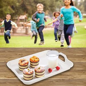 YOUEON 3 Pack Melamine Serving Tray with Handles, White Serving Tray Coffee Table Tray Platters for Serving Food, Buffet, Party, Breakfast, Dishwasher Safe, 3 Sizes