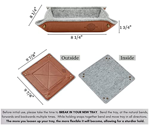 Leather Valet Tray for Men and Catchall Tray | Leather Tray w/Charger Slot | Mens Valet Tray | Catch All Tray w/Felt Interior | Leather Catchall Key Tray | EDC Tray for Men and Everyday Carry Tray