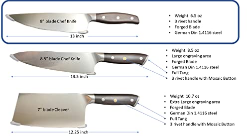 Custom Photo Engraved 8" Chef Knife, Personalized chef knife, Custom 8 inch chef knife, Damascus Steel, Custom chef knife, chef gift, Chef knife with logo (Custom Photo Engraved 8" Chef Knife)