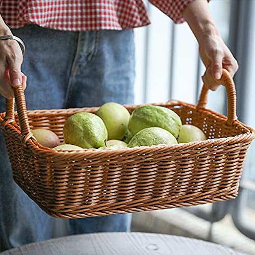 WSZJJ Snack Storage Basket, Rattan-Like Woven Fruit Bakery Display Basket Storage Basket for Household Living Room (Size : 31cm)