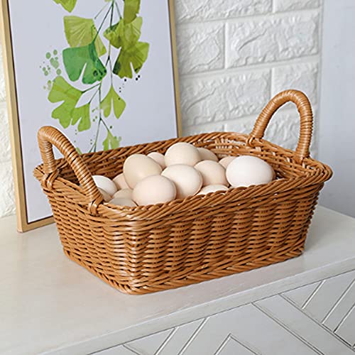 WSZJJ Snack Storage Basket, Rattan-Like Woven Fruit Bakery Display Basket Storage Basket for Household Living Room (Size : 31cm)