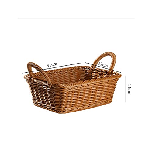 WSZJJ Snack Storage Basket, Rattan-Like Woven Fruit Bakery Display Basket Storage Basket for Household Living Room (Size : 31cm)