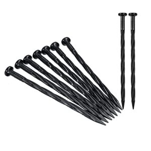 plastic edging stakes; 25 pcs 8-inch landscape edging anchoring spikes, spiral nylon landscape anchoring spikes for paver edging, weed barriers, turf, tent, anchoring spikes (25, 8 in)