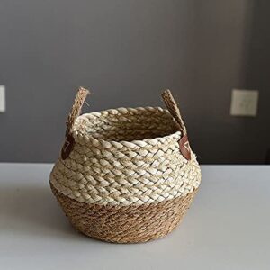 UXZDX Foldable Natural Flower Pots, Wicker Baskets, Household Decorative Flower Baskets, Storage Baskets