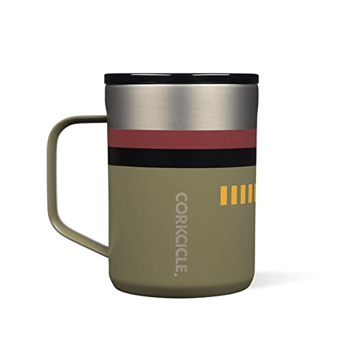 Corkcicle Star Wars Triple Insulated Coffee Mug with Lid, Stainless Steel Camping Tumbler with Handle, Hot for 3+ Hours, BPA Free, Boba Fett, 16 oz