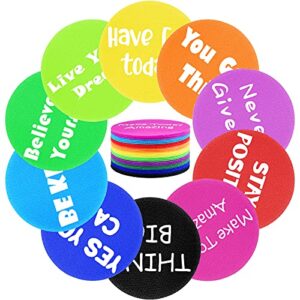 menoly 30 pcs positive sayings carpet marker, inspirational phrase circles nylon markers 5 inch, for classroom aid teaching, yoga, sports ect (10 colors)