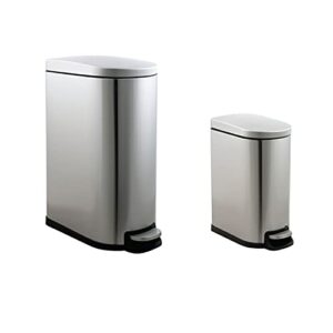 organize it all 2 pack dust bins | dimensions: 19" x 11.2" x 25.2" | 40 liter | 10 liter | wastebasket | step pedal open | stainless steel