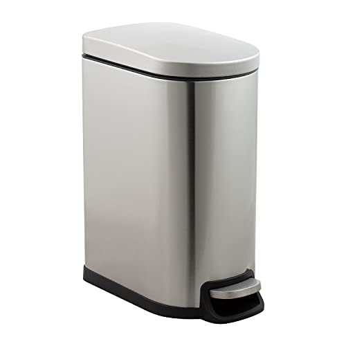 Organize It All 2 Pack Dust Bins | Dimensions: 19" x 11.2" x 25.2" | 40 Liter | 10 Liter | Wastebasket | Step Pedal Open | Stainless Steel