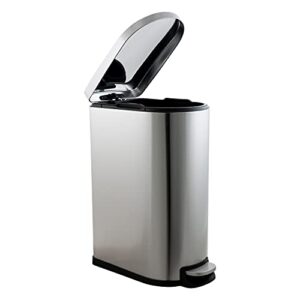 Organize It All 2 Pack Dust Bins | Dimensions: 19" x 11.2" x 25.2" | 40 Liter | 10 Liter | Wastebasket | Step Pedal Open | Stainless Steel