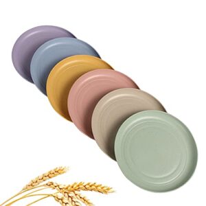 wanby lightweight wheat straw plates unbreakable dinner dishes plates set non-toxin dishwasher & microwave safe bpa free and healthy (small 6 pack 5.9')