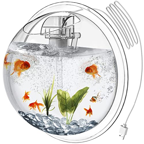 Outgeek Wall Mounted Aquarium Tank: 1-Gallon Betta Fish Bowl Hanging Aquariums Clear Acrylic Bubble Tanks - Portable Plastic Fishtank Waterfall for Home Garden Office