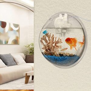 Outgeek Wall Mounted Aquarium Tank: 1-Gallon Betta Fish Bowl Hanging Aquariums Clear Acrylic Bubble Tanks - Portable Plastic Fishtank Waterfall for Home Garden Office