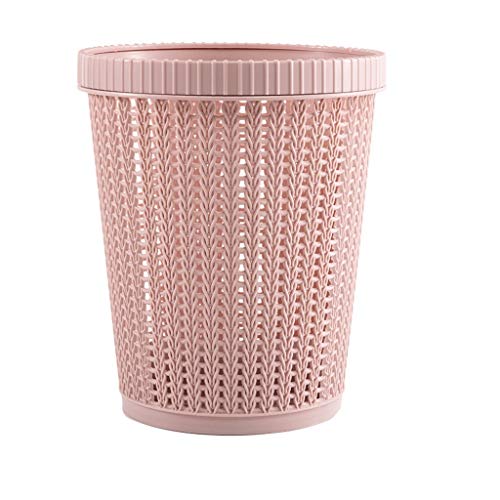 UWEL Hollow Trash Can Waste Bin with Built-in Trash Bag Storage Box Creative Wastebasket Garbage Bin Storage Basket Home Living Room Bedroom Kitchen Waste Debris Storage Garbage Bin Basket (Pink)