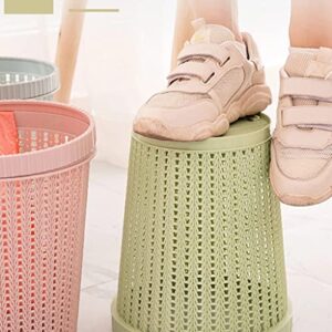 UWEL Hollow Trash Can Waste Bin with Built-in Trash Bag Storage Box Creative Wastebasket Garbage Bin Storage Basket Home Living Room Bedroom Kitchen Waste Debris Storage Garbage Bin Basket (Pink)