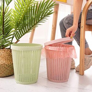 UWEL Hollow Trash Can Waste Bin with Built-in Trash Bag Storage Box Creative Wastebasket Garbage Bin Storage Basket Home Living Room Bedroom Kitchen Waste Debris Storage Garbage Bin Basket (Pink)