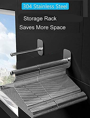 XINYUWIN Stainless Steel Clothes Hanger Storage Rack Organizer Wall Mount Adhesive OR Drilling Installation