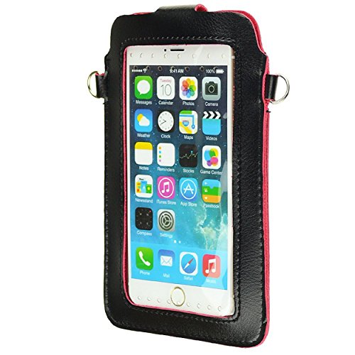 Cross-Body Shoulder Cell Phone Touch-Screen Case Bag Pouch for BLU G71 G61, Studio X21 X10+, A5L, View Mega, J6 C6 C6L C5L 2020, G50 Mega, J7L, G90 Pro, G50 Plus Matte Black