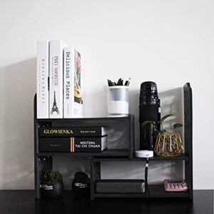 YGYQZ Small Bookshelf for Desktop Storage, Mini Cute Office Desk Shelves White Versatility Organizers for Women, Kids