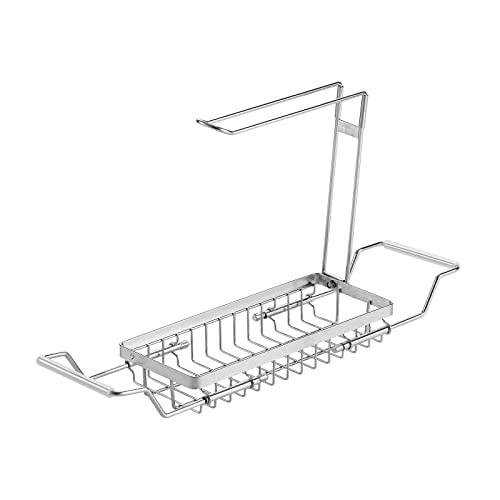 vahvei Telescopic Sink Storage Rack, Expandable Kitchen Sink Organizer Rack,Kitchen Sink Caddy Rack Organizer,304 Stainless Dish Rack Caddy for Soap and Sponge Holder Kitchen Sink